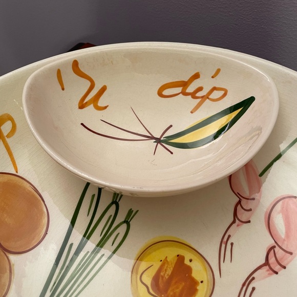 Vintage, Hand Painted Art, Chip and Dip - Serving Bowl by F Potteries - Picture 3 of 7